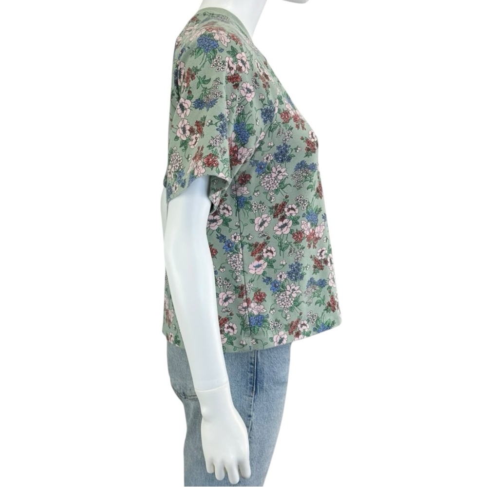 Eva Franco Green Floral Print Knit Top Size S A0035 - Picture 2 of 11